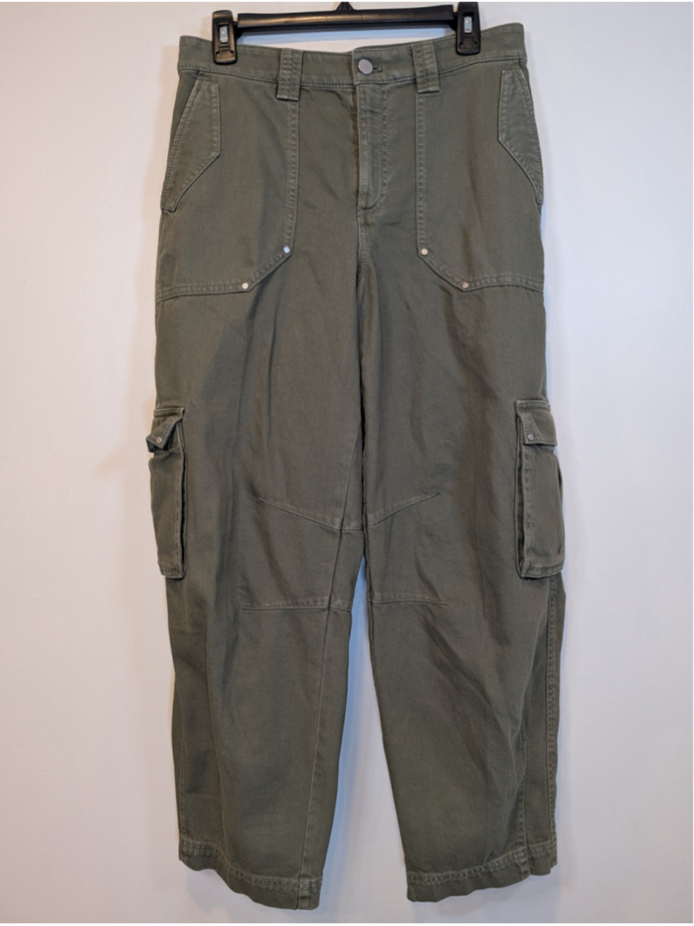 LOFT Olive Green Barrel Leg Utility Cargo Pants Twill 100% Cotton Sz 4 NWT